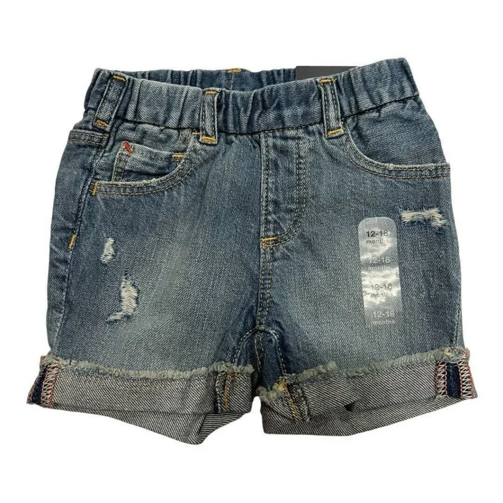 NWT GAP Baby Girls Denim Shorts Sz 12-18M Medium Wash #574790 - Picture 1 of 4
